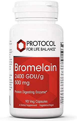 Protocol Bromelain - 500mg Capsules - Protein Digestive Enzyme - Supports Healthy Digestion* - Digestion Supplement - Vegan & Kosher - 90 Veg Capsules Protocol for Life Balance