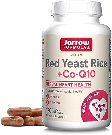 Jarrow Formulas Red Yeast Rice 1200 mg & Co-Q10 100 mg Per Serving (Порция) - 120 Veggie Caps (Вегетарианские капсулы) - 60 Servings (Порции) - Herbal Heart Health Dietary Supplement - Supports Cardiovascular & Heart Health - Vegan Jarrow Formulas