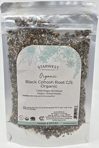 Black Cohosh Root Cut & Sifted Organic - 4 Oz,(Starwest Botanicals) Starwest Botanicals