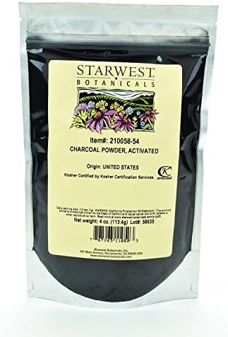 Starwest Botanicals Food Grade US Hardwood Activated Charcoal Powder, 1 Pound Bulk Bag Starwest Botanicals