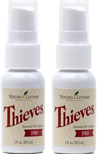 Thieves Spray - Natural Defense on The Go - 2-Pack of 1 fl oz Bottles by Young Living Essential Oils for Cleaning: Fast and Convenient Cleaning for Home and On The Go Young Living