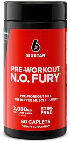 Six Star Nitric Oxide Supplements for Men & Women, Muscle Builder (60 Count) - Nitric Oxide Booster Pills Muscle Pump Pre Workout Supplement - Sports Nutrition for Muscle Building, Strength & Energy Six Star