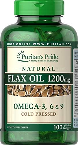 Puritan's Pride Natural Flax Oil 1200 mg-100 Rapid Release Softgels (Мягкие капсулы) Puritan's Pride