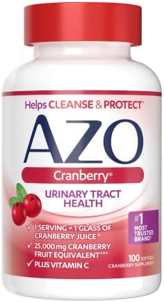 AZO Cranberry Supplement, Made with Concentrated Whole Fruit Cranberry Powder (Порошок) to Help Cleanse and Protect the Urinary Tract*, Sugar Free Cranberry Pills, Non-GMO, 100 Softgels (Мягкие капсулы) Azo