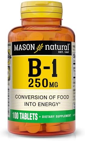 MASON NATURAL Vitamin B-1 Thiamine 250 mg, 100 Day Supply Dietary Supplement, Easy-to-Swallow Tablets (Таблетки), Support Energy Production & Healthy Metabolism Mason Natural