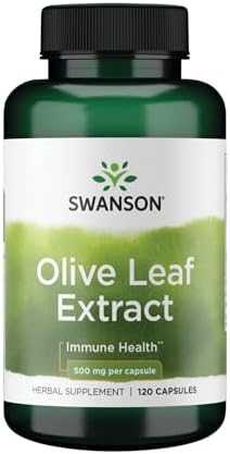 Swanson Olive Leaf Extract Capsules (Капсулы) with 20% Oleuropein - Provides Immune Support, Promotes Cardiovascular System Health, and Supports Healthy Blood Pressure - (60 Capsules, 750mg Each) Swanson