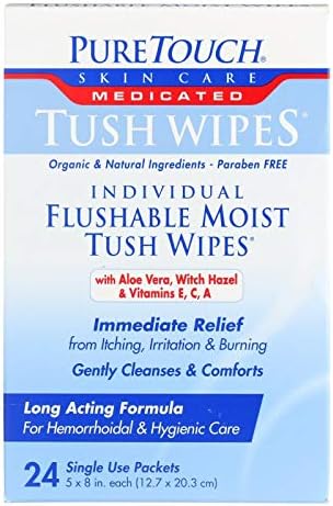 Puretouch Individual Flushable Moist Tush Wipes, 24 Count Pure Touch Skin care