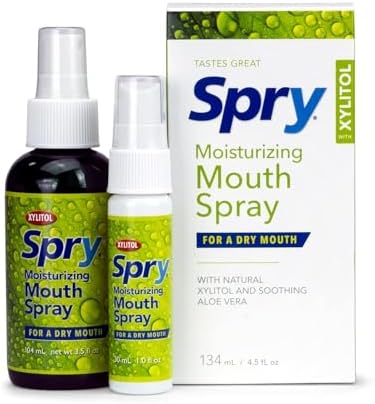 Spry Xylitol Moisturizing Bad Breath Mouth Spray, Bad Breath Treatment Oral Breath Spray with Natural Spearmint, 4.5 fl.oz (Pack of 1) Xlear