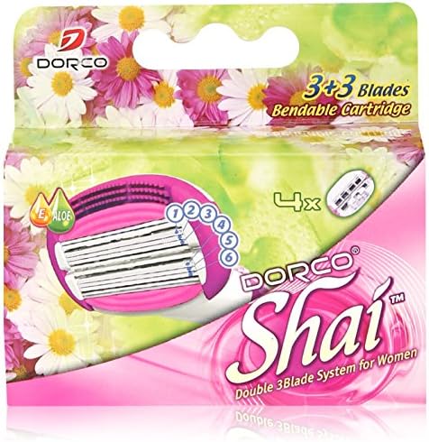 Dorco Shai 6 Blade Razor Cartridges Only - 4 Cartridges, Premium Precision Blades for a Smooth Shave, Compatible with Shai Razors, Ideal for Daily Grooming and Travel DORCO