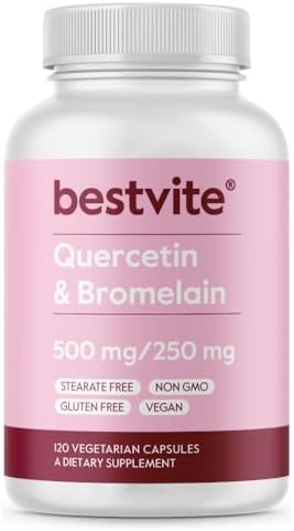 BESTVITE Quercetin with Bromelain 500mg/250mg (120 Vegetarian Capsules (Вегетарианские капсулы)) - No Stearates - No Silicon Dioxide - Vegan - Non GMO - Gluten Free BESTVITE