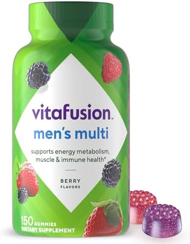 vitafusion Adult Gummy Vitamins for Men, Berry Flavored Daily Multivitamins for Men With Vitamins A, C, D, E, B6 and B12, America’s Number 1 Gummy Vitamin Brand, 75 Day Supply, 150 Count Vitafusion