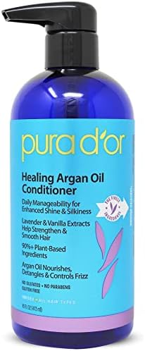 PURA D'OR 16 Oz Healing Argan Oil Conditioner For Dry, Damaged, Frizzy Hair, w/Aloe Vera, Lavender, Vanilla, Coconut, Retinol & Vitamin E, No Sulfates, All Hair Types, Men Women PURA D'OR