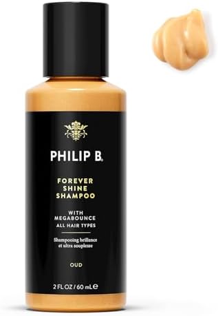 PHILIP B. Forever Shine with Megabounce Shampoo 2 oz - Volumizing Cleanser With Notes of Pure Oud Leaves Hair Smooth & Glossy, Reduces Frizz, For All Hair Types Philip B