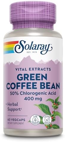 Solaray Guaranteed Potency Green Coffee Bean Extract, Veg Cap (Btl-Plastic) 400mg | 60ct Solaray