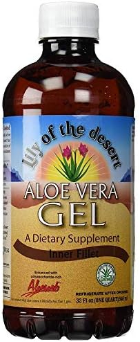 Lily Of The Desert Aloe Vera Gel - Inner Fillet Filtered Thicker Consistency Aloe Vera Drink with Natural Vitamins, Digestive Enzymes for Gut Health, Stomach Relief, Wellness, Glowing Skin, 32 Fl Oz Lily of the Desert