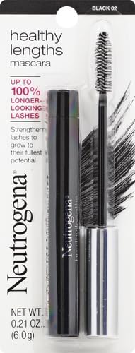 Neutrogena Healthy Lengths Mascara for Stronger, Longer Lashes, Clump-, Smudge- and Flake-Free Mascara with Olive Oil, Vitamin E and Rice Protein, Black 02,.21 oz Neutrogena