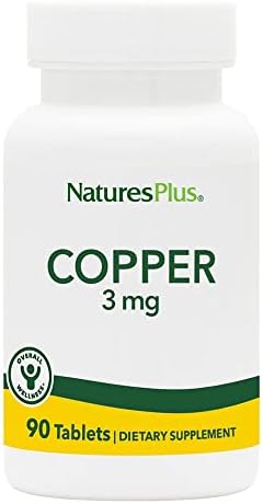 NaturesPlus Copper 3 mg - 90 Tablets (Таблетки) - Supports Overall Wellness - Gluten Free - 90 Servings (Порции) Natures Plus