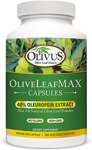 OliveLeafMAX Olive Leaf Extract (40% Oleuroepin) + Organic Olive Leaf Powder (Порошок) + No Fillers + 60 Vegetarian Capsules (Вегетарианские капсулы) + Sourced from Spain and Manufactured in USA at GMP Facility Olivus