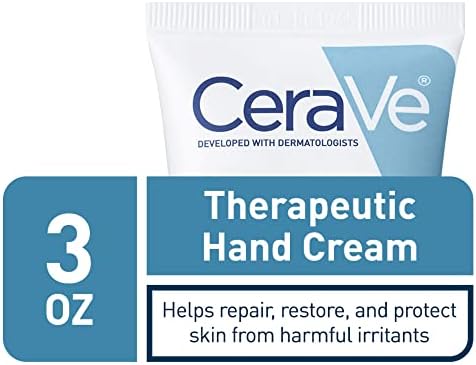 CeraVe Therapeutic Hand Cream for Dry Cracked Hands With Hyaluronic Acid and Niacinamide | Fragrance Free 3 Ounce CeraVe