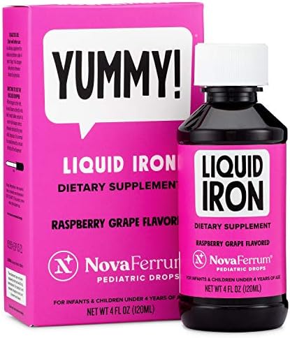 NovaFerrum Yummy | Pediatric Drops (Капли) Liquid (Жидкость) Iron Supplement for Infants and Toddlers | Liquid Iron for Kids | 15mg of Iron Per 1mL Dose | Ages 4 & Under | Gluten Free Certified | Sugar-Free | Raspberry NovaFerrum