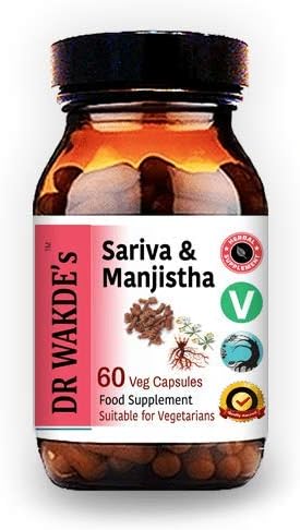 DR WAKDE'S Sariva & Manjistha Capsules (Капсулы) (60 Veg Caps (Вегетарианские капсулы), Detoxifying Herbs, Supports Healthy Skin, Ayurvedic Supplement, Vegan, Herbal, All Natural, Made in UK) DR WAKDE's