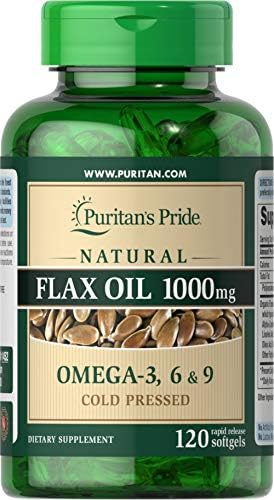 Puritan's Pride Natural Flax Oil 1000 mg-120 Rapid Release Softgels (Мягкие капсулы) Puritan's Pride