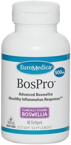 Euromedica BosPro - 60 Softgels (Мягкие капсулы) - Extra Strength Boswellia Supplement - Healthy Inflammation Response, Promotes Cellular Health - Non-Drowsy - 60 Servings (Порции) Euromedica