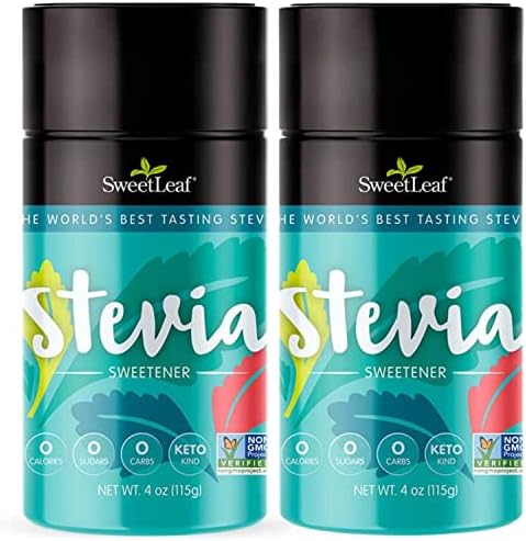 SweetLeaf Stevia Powder (Порошок) Shaker Jar - Zero Calorie Stevia Sweetener, No Bitter Aftertaste, Plant-Based Sugar Substitute from Keto, Non-GMO Sweet Leaf Stevia, 4 Oz Ea (Pack of 3) SweetLeaf