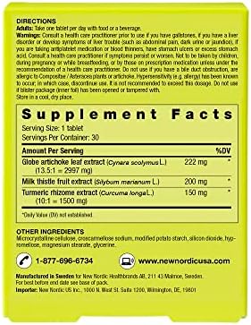 NEW NORDIC Active Liver | Daily Liver Supplement | Milk Thistle, Artichoke & Turmeric | for Men and Women | 30 Count (Pack of 1) New Nordic