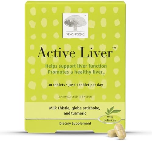 NEW NORDIC Active Liver, Daily Liver Supplement, Milk Thistle, Artichoke & Turmeric, for Men and Women, 30 Count (Pack of 1) New Nordic