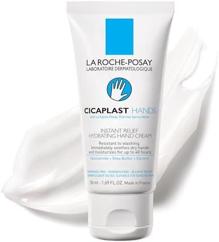 La Roche-Posay Cicaplast Hand Cream, Instant Relief Moisturizing Hand Lotion for Dry Hands, Shea Butter Lotion for Dry Cracked Hands, Non Greasy, Fragrance Free La Roche-Posay