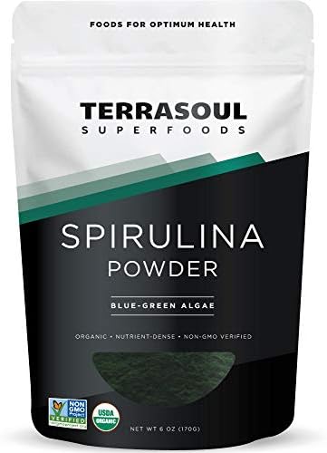 Terrasoul Superfoods Organic Spirulina Powder (Порошок), 6 Oz, Vegan Protein, Green Superfood Boost for Smoothies, Detoxifying Elixirs, and Immune Support Terrasoul Superfoods