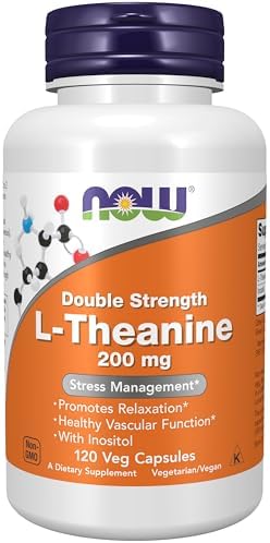 NOW Foods Supplements, L-Theanine 200 mg with Inositol, Stress Management*, 120 Veg Capsules (Вегетарианские капсулы) NOW Foods