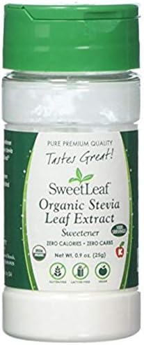 SweetLeaf Organic Stevia Leaf Extract - Organic Stevia Powder, Zero Calories, Zero Sugar, Non-GMO, Gluten-Free, Keto Friendly, Powdered Stevia Organic - 0.9 Oz SweetLeaf