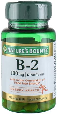 Nature's Bounty Vitamin B, B-2 Vitamin 100mg, Vitamin B as Riboflavin Supplement, Aids Energy Metabolism, 100 Vegetarian Coated Tablets (Таблетки с покрытием), 100 Day Supply Nature's Bounty