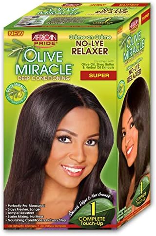 African Pride Olive Miracle Deep Conditioning No-lye Relaxer Kit, Super, 1count African Pride