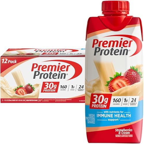 Premier Protein Shake, Strawberries & Cream (Крем), 30g Protein, 11 fl oz (Жидкие унции), 12 Ct Premier Protein