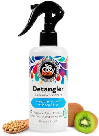 SoCozy Detangler Leave-In Conditioner Spray For Kids Hair Strengthens and Softens, No Parabens, Sulfates, Synthetic Colors or Dyes, 5.2 Fl Oz (580A) SO COZY