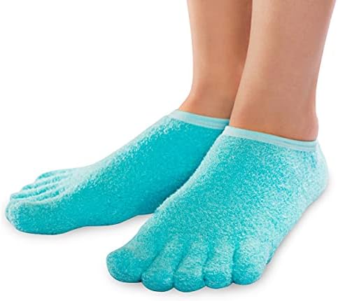 5-Toe Gel Lined Foot Moisturizing Socks by NatraCure – Aloe & Shea Infused Fuzzy Hydrating Socks - Soft Feet Moisturizer Spa & Pedicure Socks for Dry Cracked Heels, Calluses - Size: XX-Small NatraCure