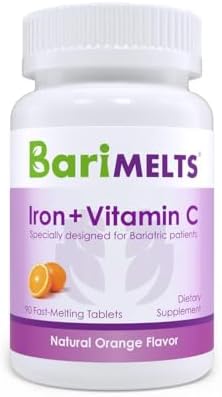 BariMelts Iron Supplement with Vitamin C - 1 Month Supply (90 Fast-Dissolving Tablets (Таблетки)) - Post-Op Bariatric Vitamins​ BariMelts