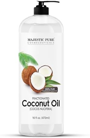 MAJESTIC PURE Fractionated Coconut Oil | Relaxing Massage Oil for Massage Therapy | Liquid Coconut Oil for Diluting Essential Oils | Coconut Oil for Skin, Lip, Body, Hair Oil, Moisturizer | 16 fl oz MAJESTIC PURE