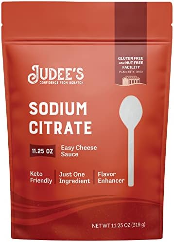 Judee’s Sodium Citrate 11.25 oz (Унции) - 100% Non-GMO, Keto-Friendly - Gluten-Free and Nut-Free - Food Grade - Great for Molecular Gastronomy Cooking - Emulsifier for Cheese Sauce - Serves as Preservative Judee's Gluten Free