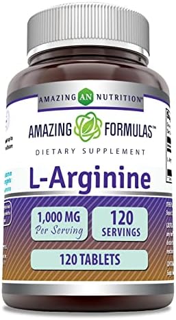 Amazing Formulas L-Arginine Supplement | 1000 Mg Per Serving | Tablets | Amino Acid Supplement for Women & Men | Non-GMO | Gluten Free | Made in USA (120 Count | 2 Pack) Amazing Nutrition