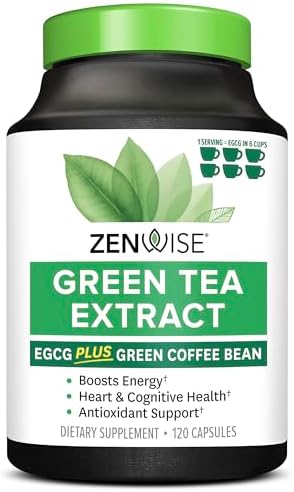 Zenwise Health Green Tea Extract with Green Coffee Bean Extract - Vegan Skin & Heart Support + Brain Health & Memory Boost Zenwise Health