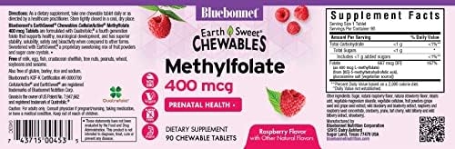 Bluebonnet Earth Sweet Cellular Active Methylfolate 400 mcg Chewable Tablets (Жевательные таблетки), 90 Count Bluebonnet