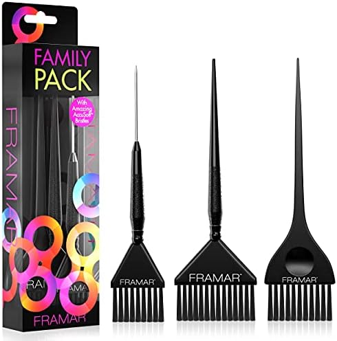 Framar Family Hair Color Brush Set - Hair Dye Brush Kit, Hair Coloring Brush, Hair Dying Brush to Apply Hair Color, Hair Color Brushes Bulk, Hair Tint Brush, Tint Brushes for Hair Color - 3 Pack FRAMAR