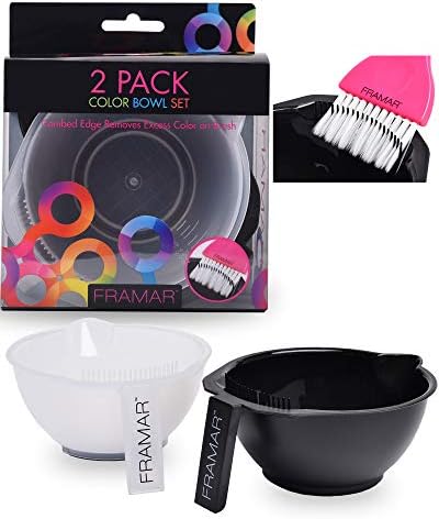 FRAMAR Color Bowl with Cleaner Set – Mixing Bowls – For Hair Color, Hair Bleach, Hair Dye, Coloring – Coloring Set – 2 Pack Bowls FRAMAR