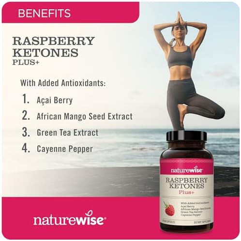 NatureWise Raspberry Ketones Plus - Advanced Ketones in Raspberry Blend Supports Antioxidant Health, Boosts Energy, Supports Weight Targets Vegan & Gluten-Free (120 Veggie Capsules (Капсулы на растительной основе)) NatureWise