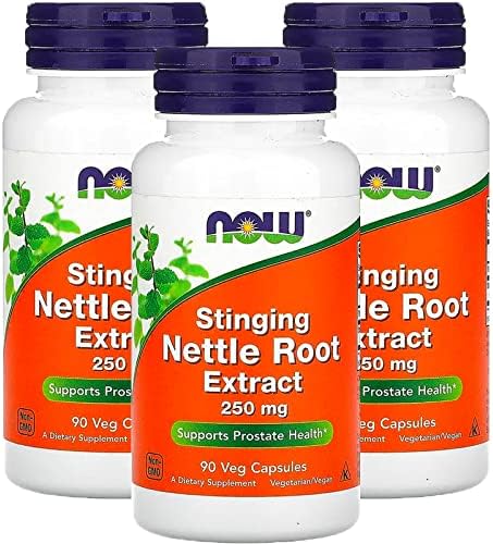 Now Foods Stinging Nettle Root Extract 250mg, Veg-Capsules, 90-Count (Pack of 3) NOW Foods