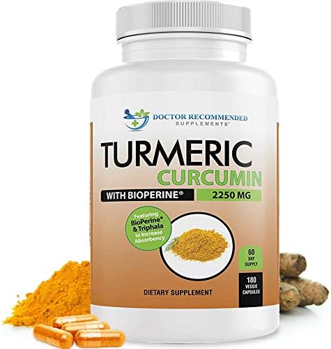 Turmeric Curcumin with Triphala - 2250mg/d - Veggie Caps - 95% Curcuminoids with Black Pepper Extract (Bioperine) - 750mg Capsules - 100% Organic - Most Powerful Turmeric Supplement (180 Count) DOCTOR RECOMMENDED SUPPLEMENTS